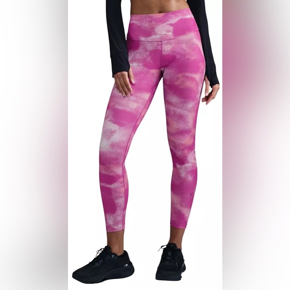 NWT Nike One High-Waisted 7/8 Printed Leggings | Hot Fuchsia | Size S - Picture 1 of 7